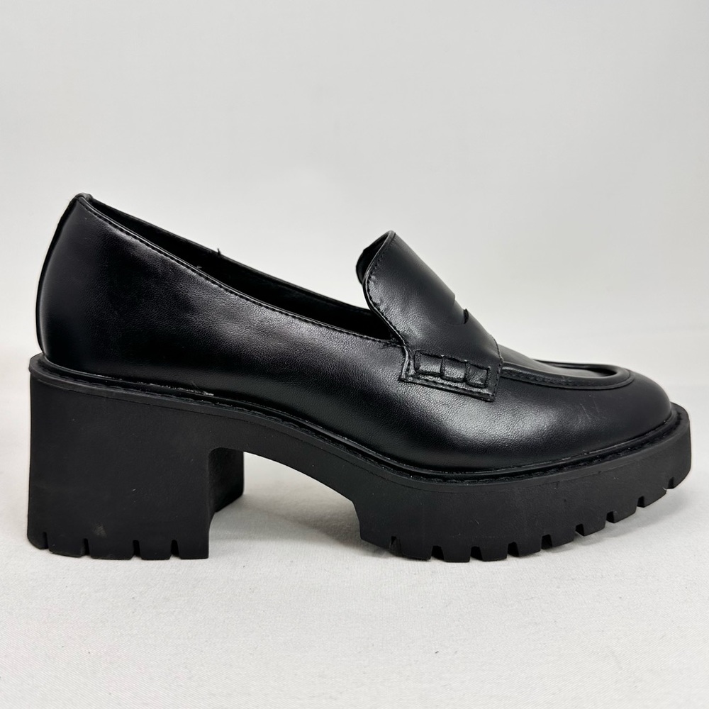 Women's Black Loafer Heels - Picture 3 of 13